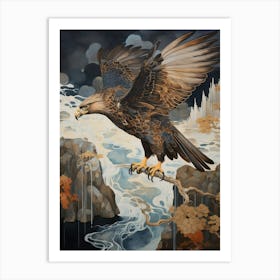 Red Tailed Hawk 1 Gold Detail Painting Art Print