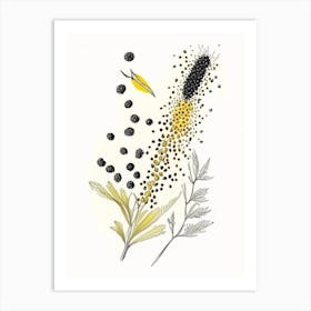 Black Mustard Seed Spices And Herbs Pencil Illustration 1 Art Print