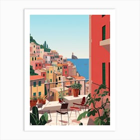 Cinque Terre, Italy, Graphic Illustration 3 Art Print