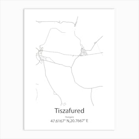 Tiszafured,Hungary Minimalist Map Art Print