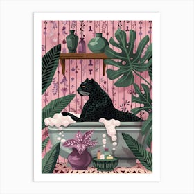 Black panther In A Bathtub Art Print