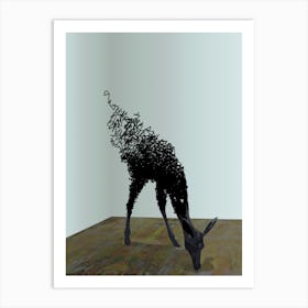 Abstract Black Deer Form Dissipating Art Print