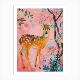 Floral Animal Painting Deer 4 Art Print