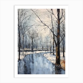 Winter City Park Painting Tiergarten Berlin 3 Art Print