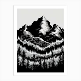 Mountains In The Snow Art Print