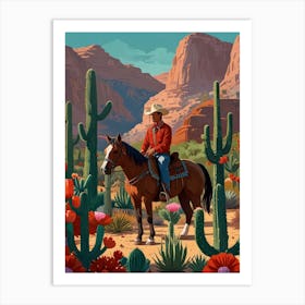 Cowboy In The Desert 9 Art Print