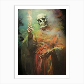 Skeleton In Smoke Art Print