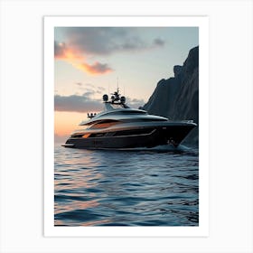 Sunset On A Luxury Yacht Art Print