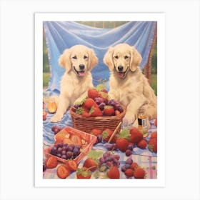 Puppies Picnic Kitsch 4 Art Print