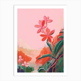 Boho Wildflower Painting Wild Pink Silene 3 Art Print