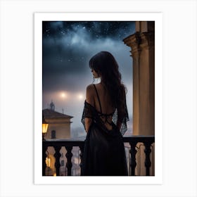 Woman In A Black Dress Art Print