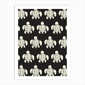 Black And White Turtles Pattern Art Print