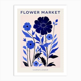 Blue Flower Market Poster Cornflower Market Poster 1 Art Print