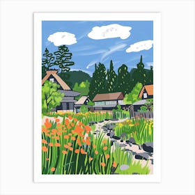 Shirakawa Go Japan 2 Colourful Illustration Art Print
