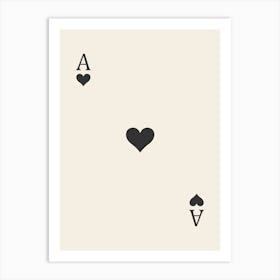 As Heart Poker Playing Cards Black Art Print
