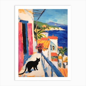 Painting Of A Cat In Kusadasi Turkey 1 Art Print