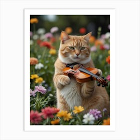 Cat Playing Violin 2 Art Print