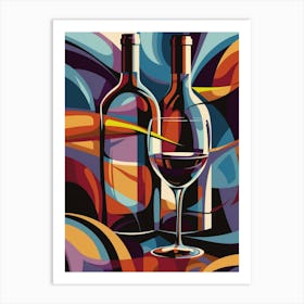 Wine Bottle And Glass 2 Art Print