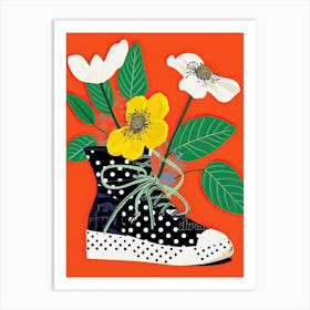 Floral Fusion: Blooms on Trendy Sneakers 2 Art Print