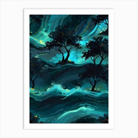 Night Sky With Trees Art Print