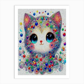 Kitty With Bubbles, Pastel Whispers Art Print