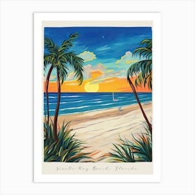 Poster Of Siesta Key Beach, Florida, Matisse And Rousseau Style 4 Art Print