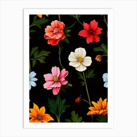 Seamless Pattern With Flowers 3 Art Print