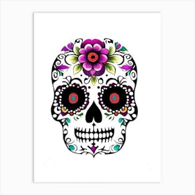 Sugar Skull Day Of The Dead Inspired 2 Skull Kawaii Art Print