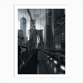 Brooklyn Bridge New York City Noir Art Print