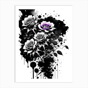 Black And Purple Roses 2 Art Print