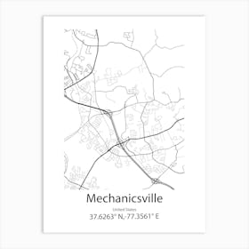 Mechanicsville,United States Minimalist Map Art Print