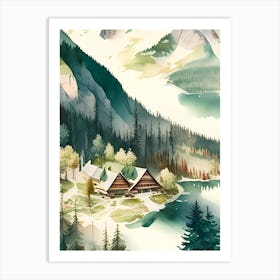 Cabininthemountainswatercolor Art Print