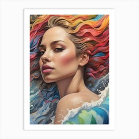 Woman With Colorful Hair 5 Art Print