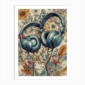 Headphones Canvas Print 1 Art Print