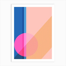 Modern Geometric Shapes and Lines in Pink and Blue Art Print