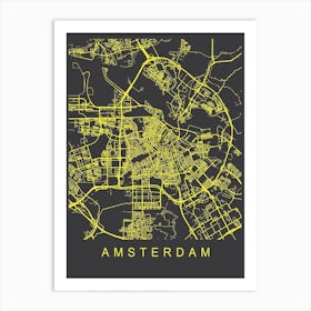 Amsterdam Map Neon Art Print