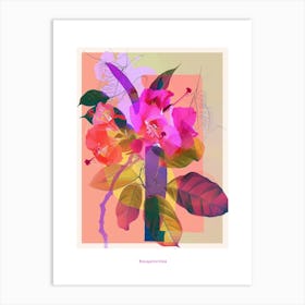 Bougainvillea 3 Neon Flower Collage Poster Art Print