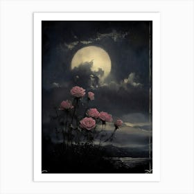 Roses In The Moonlight 1 Art Print