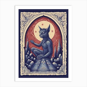 Gargoyle Tarot Card Blue 2 Art Print