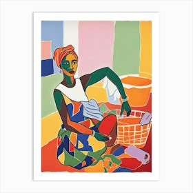 African Woman Washing Art Print