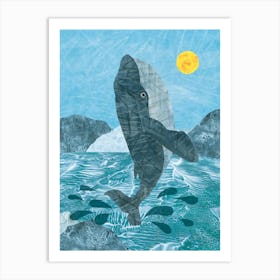 Whale Jumping Out Of The Water Art Print