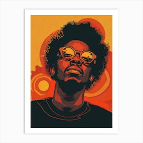 Retro Vintage Black Man 70's Aesthetic Art Print