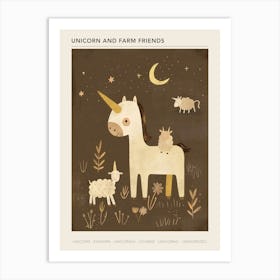Unicorn & Farm Friends Muted Pastel 2 Poster Art Print