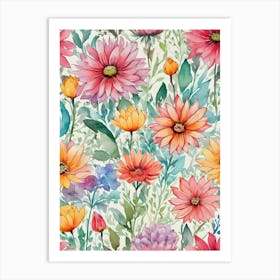 Watercolor Flowers 11 Art Print