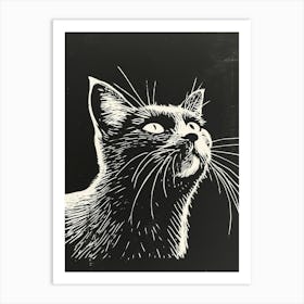 Exotic Shorthair Linocut Blockprint 5 Art Print