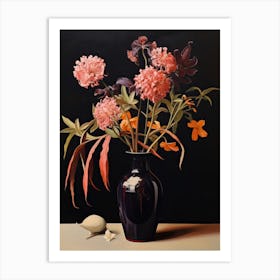 Bouquet Of Bluebeard Flowers, Autumn Fall Florals Painting 1 Art Print