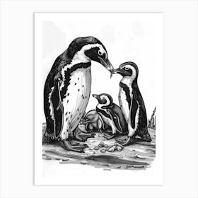 African Penguin Feeding Their Chicks 3 Art Print