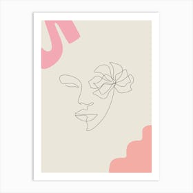 Portrait Of A Woman line art pink Art Print