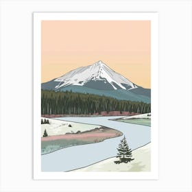 Mount Meru Tanzania Color Line Drawing (2) Art Print