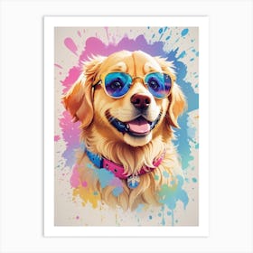 Funny Corgi Dog Wearing Glasses Art Print